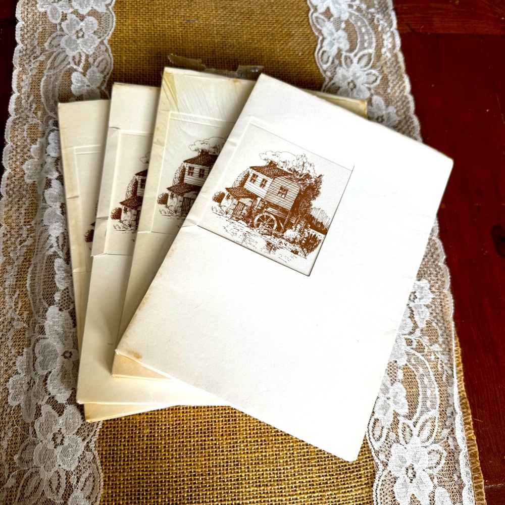 Vintage House Old Mill Illustration Blank Notecards Postcards Invitations